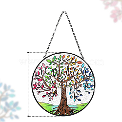 Acrylic Tree of Life Hanging Ornament, for Home Window Wall Home Decoration, Colorful, 160mm(TREE-PW0001-92A)