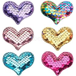 Glitter Sequins Fabric Heart Padded Patches, for DIY Crafts Clothes Hats Hairpin Ornament Accessories, Mixed Color, 41x54x10mm, 30pcs/set(DIY-PH0021-01)