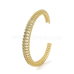 Brass Micro Pave Cubic Zirconia Hollow Cuff Bangles, Long-Lasting Plated, Lead Free & Cadmium Free, Real 18K Gold Plated, Inner Diameter: 2-3/8 inch(5.9cm)(BJEW-D039-06G)