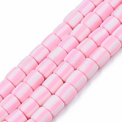 Handmade Polymer Clay Bead Strands, Column, Pink, 6x6mm, Hole: 1.5mm, about 63pcs/strand, 15.55 inch~15.94 inch(39.5~40.5cm)(CLAY-T020-12H)