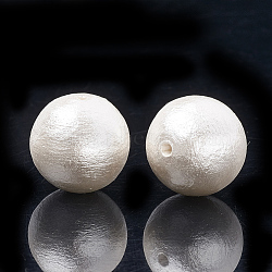 Compressed Cotton Pearl Beads, Eco-Friendly, Dyed, Round, White, 12~12.5mm, Hole: 1.5mm(WOVE-S114-12mm-13)