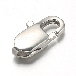 Non-Tarnish 304 Stainless Steel Lobster Claw Clasps, Stainless Steel Color, 16x8x4mm, Hole: 1x1.5mm(X-STAS-F094-05E-P)