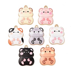 Rack Plating Alloy Enamel Pendants, Golden, Hamster Charm, Mixed Color, 23x17x3mm, Hole: 2mm(FIND-Q099-13G)