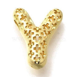 Brass Pendants, Hollow Letter Charms, Rack Plating, Long-Lasting Plated, Cadmium Free & Lead Free, Letter Y, 23x18.5x9.5mm, Hole: 5x2.7mm(KK-F884-G02-Y)