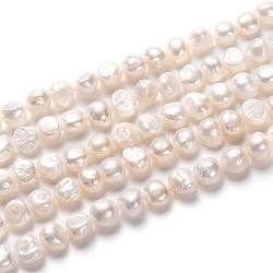 Natural Cultured Freshwater Pearl Beads Strands, Two Sides Polished, White, 10~11x11~12mm, Hole: 0.8mm, about 35pcs/strand, 14.57 inch(37cm)(PEAR-L033-50-01)