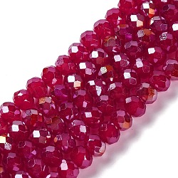 Baking Electroplate Glass Beads Strands, AB Color, Faceted, Round, FireBrick, 10x8mm, Hole: 1mm, about 63~65pcs/strand, 18.90''(48~50cm)(DGLA-A039-J10mm-B02)