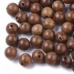 Natural Wood Beads, Waxed Wooden Beads, Undyed, Round, Sienna, 6mm, Hole: 1.4mm(X-WOOD-S666-6mm-01)