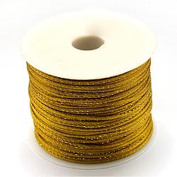 Metallic Stain Beads String Cords, Nylon Mouse Tail Cord, Dark Goldenrod, 1.5mm, about 100yards/roll(300 feet/roll)(NWIR-R024-563)