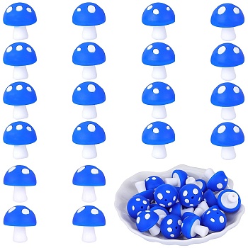 20Pcs Mushroom Silicone Focal Beads, Chewing Toy Accessoies for Teethers, DIY Nursing Necklaces Making, Dark Blue, 18mm, Hole: 2mm