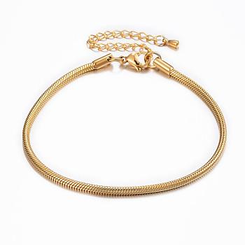 304 Stainless Steel Snake Chain Bracelets, Golden, 7-7/8 inch(200mm), 2.5mm