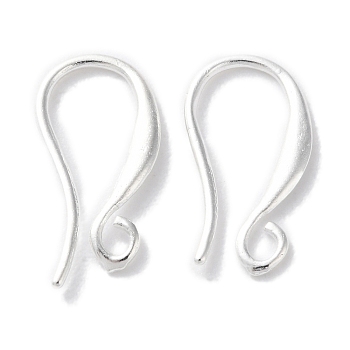 Brass Earring Hooks, Cadmium Free & Lead Free, 925 Sterling Silver Plated, 20 Gauge, 14x14.5x0.8mm, Hole: 1.6mm, Pin: 0.8mm