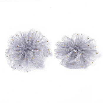 Organza Fabric Flowers, with Foil, for DIY Headbands Flower Accessories Wedding Hair Accessories for Girls Women, Gainsboro, 42x5mm