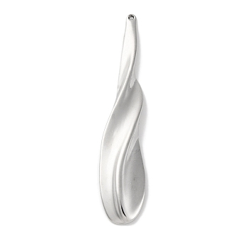 Anti-Tarnish 304 Stainless Steel Big Pendants, Twist Bar Charm, Stainless Steel Color, 64x13x3.5mm, Hole: 1.2mm