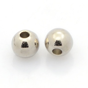 CCB Plastic Round Bead Spacers, Platinum, 5mm, Hole: 1.5mm