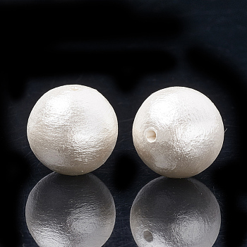 Compressed Cotton Pearl Beads, Eco-Friendly, Dyed, Round, White, 12~12.5mm, Hole: 1.5mm
