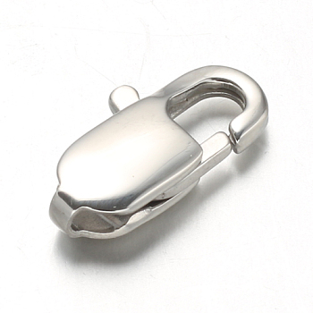 Non-Tarnish 304 Stainless Steel Lobster Claw Clasps, Stainless Steel Color, 16x8x4mm, Hole: 1x1.5mm