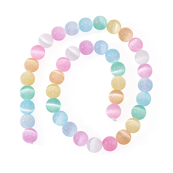 1 Strand Natural Selenite Beads Strands, Grade A, Dyed, Round, Mixed Color, 10mm, Hole: 0.8mm, about 38~39pcs/strand, 15.55 inch(39.5cm)