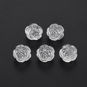 Transparent Acrylic Beads, Flower, Clear, 10x10mm, Hole: 1.5mm, about 1110pcs/500g