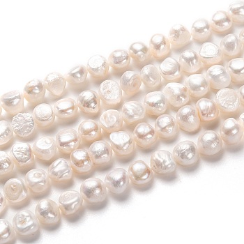 Natural Cultured Freshwater Pearl Beads Strands, Two Sides Polished, White, 10~11x11~12mm, Hole: 0.8mm, about 35pcs/strand, 14.57 inch(37cm)