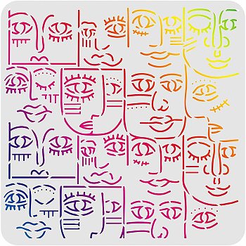 Plastic Reusable Drawing Painting Stencils Templates, for Painting on Scrapbook Fabric Tiles Floor Furniture Wood, Square, African Tribe Pattern, 300x300mm