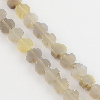 Natural Grey Agate Stone Beads Strands, Greek Cross, Tan, 8x8x4mm, Hole: 1mm, about 50pcs/strand, 16.9 inch