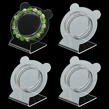 4Pcs Clear Acrylic Slant Back Single Bracelet Bangle Display Stands, Bear, 7.5x4.5x7cm