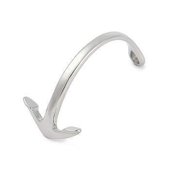 304 Stainless Steel Hook Clasps, For Leather Cord Bracelets Making, Anchor, Stainless Steel Color, 59.5x29.5x21mm, Hole: 8.5x5mm