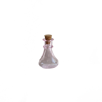 Miniature Glass Empty Wishing Bottles, with Cork Stopper, Micro Landscape Garden Dollhouse Accessories, Photography Props Decorations, Pearl Pink, 22x27mm
