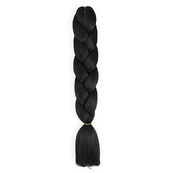 Long Single Color Jumbo Braid Hair Extensions for African Style - High Temperature Synthetic Fiber, Black, size 1