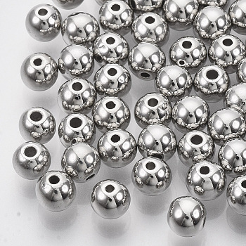 CCB Plastic Beads, for DIY Jewelry Making, Round, Platinum, 5x4.5mm, Hole: 1.2mm, about 8000pcs/500g