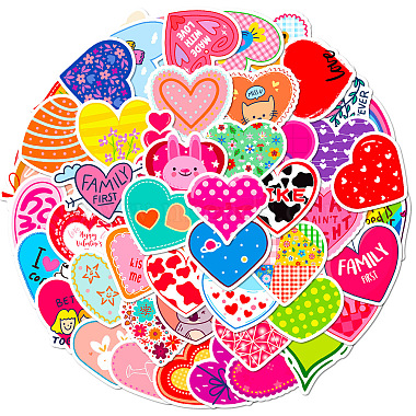 50Pcs Valentine's Day Waterproof Vinyl Heart Stickers Set(PW-WG30645-01)-5