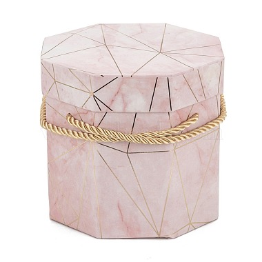 Pink Octagon Paper Jewelry Box