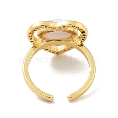 coeur de zircone cubique avec anneau de manchette ouvert mauvais œil avec acrylique(RJEW-B042-05G-02)-3