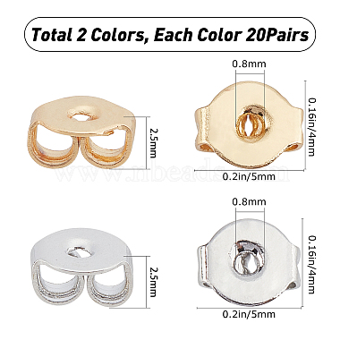 SUNNYCLUE 40 Pairs 2 Colors Brass Ear Nuts(KK-SC0002-20)-2
