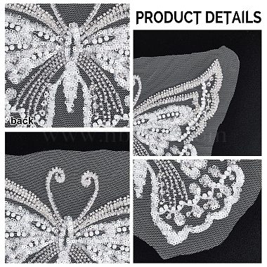Gorgecraft 1pc 3d Schmetterling Polyester computergesteuerte Stickapplikationen für Hochzeitskleid(DIY-GF0006-64)-4