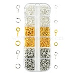 DIY 510Pcs 6 Style Iron Screw Eye Pin Peg Bails, with 273Pcs Brass Jump Rings, Mixed Color, 8~10x4~5x1~1.2mm, Hole: 2~2.8mm(DIY-FS0005-34)