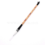 Bristle Chinese Calligraphy Brush Pen, with Wooden Pen Holder, White, 25.5x1.15cm, Brush: 7.6x1.1cm(TOOL-WH0132-20C-A)