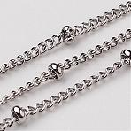 Tarnish Resistant 304 Stainless Steel Twist Chains, Satellite Chains, Decorative Chains, Soldered, with Rondelle Beads, Stainless Steel Color, Link: 2x1.5x0.4mm(CHS-K002-10)