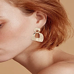 1 Pair Alloy Dangle Stud Earrings for Women, Nuggets, Golden, 35x22mm(EJEW-LP0003-72)