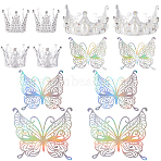 Alloy Rhinestones Crown Cake Decoration, with Paper Wall Stickers, for Birthday Cake Decoration, Silver, 70~104x80~120x0.2mm(DIY-SP0003-25S)