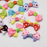 Handmade Woven Costume Accessories, Dot Printed Grosgrain Bowknot, Mixed Color, 37x55x14mm, about 200pcs/bag(WOVE-R077-M)