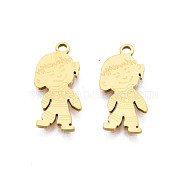 201 Stainless Steel Pendants, Girl, Real 18K Gold Plated, 18x9x1mm, Hole: 1.4mm(STAS-N091-142LG)