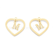 201 Stainless Steel Pendants, Hollow, Heart with Letter A~Z, Real 18K Gold Plated, Letter.M, 29x29.5x1mm, Hole: 2mm, A~Z: 12x8~10.5x1mm(STAS-N090-LA894-M-G)