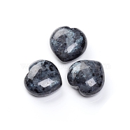 Natural Larvikite Heart Love Palm Worry Stone, Healing Crystal, 39~39.5x40.5~41x18~21mm(G-I274-46C)