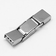 Rectangle 201 Stainless Steel Watch Band Clasps, Stainless Steel Color, 32x9x4mm, Hole: 1x7mm(STAS-F067-16)