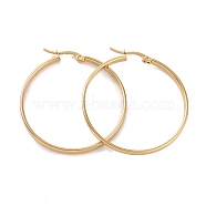 201 Stainless Steel Big Hoop Earrings with 304 Stainless Steel Pins for Women, Golden, 3x40mm(EJEW-E146-07G-B)