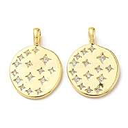 Brass Micro Pave Cubic Zirconia Pendants, Real 18K Gold Plated, 19.5x14x4mm, Hole: 3.5x2.5mm(KK-Q809-06G)