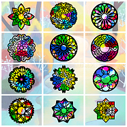 Suncatcher Craft Set, for Kids Window Paint Art Painting, Flower Pattern, 19.9~21x7.6~21cm, about 12pcs/set(DIY-WH0342-024)