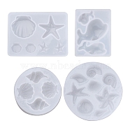 4Pcs 4 Style Pendant Silicone Molds, Resin Casting Molds, For UV Resin, Epoxy Resin Jewelry Making, Marine Theme, White, 1pc/style(DIY-BG0001-48)