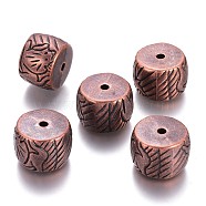 CCB Plastic Beads, Drum Carved with Elephant Pattern, Red Copper, 25x18mm, Hole: 3.5mm(CCB-E048-04R)